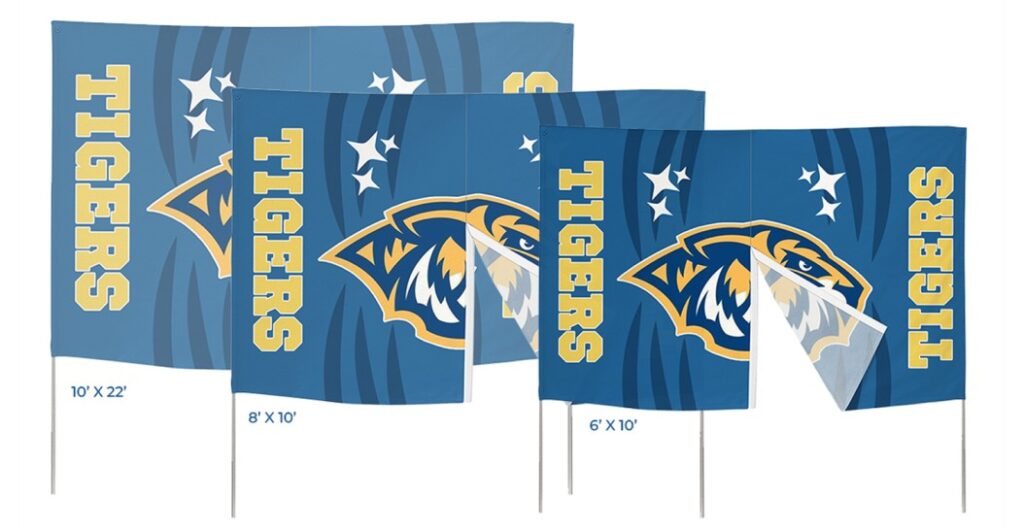 Buy custom break away banners – high‑impact 6′×10′ (or larger) team entrance banner with Velcro seam, 200D nylon or smooth vinyl material