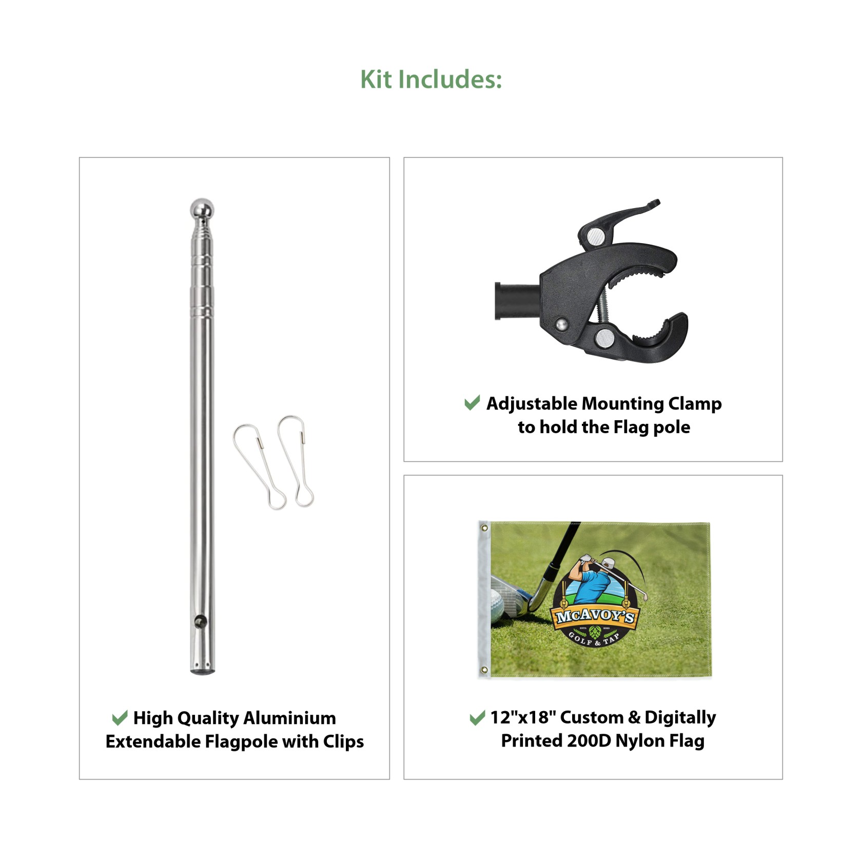 Telescopic Golf Cart Flag Pole Kit