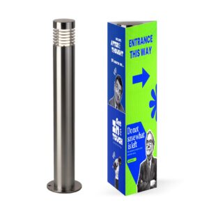Custom triangular bollard cover with digitally printed graphics