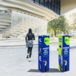 Custom triangular bollard cover with digitally printed graphics