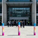 Custom cylindrical bollard cover with full-color digital printing