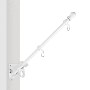 Rotating Flagpole Kit - Flagpole with Rotating Clips & Bracket